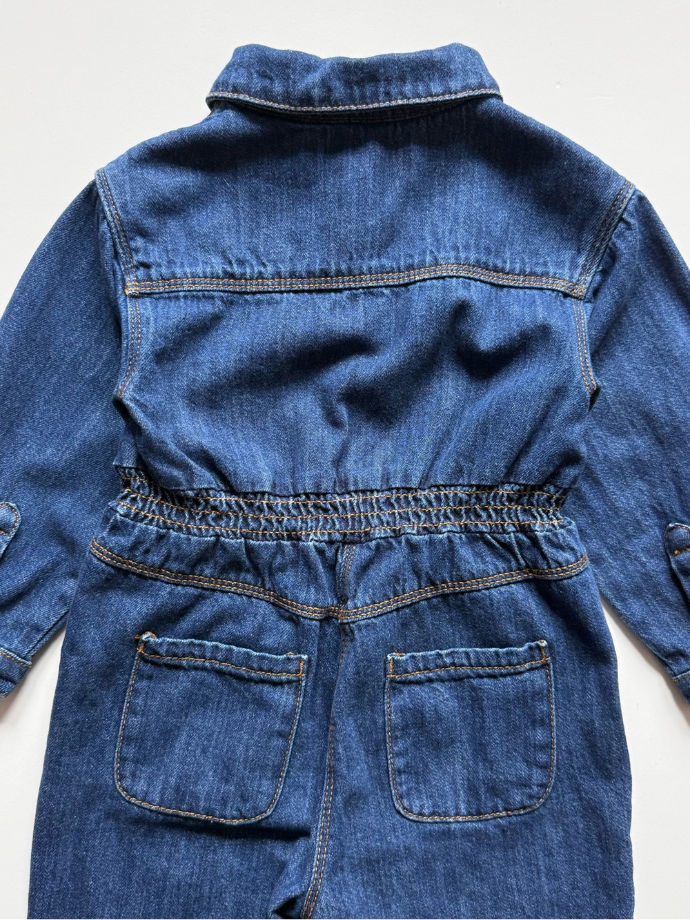 Zara Girls Blue Denim Snap-Up Long-Sleeve Jumpsuit - Size 18-24M - Picture 9 of 12
